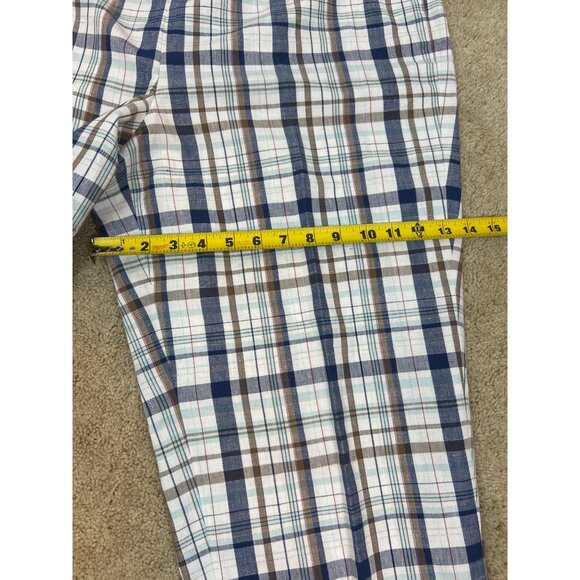 Talbots Cropped Ankle Pants Women's Plaid Metallic Linen Cotton Size 18 - Picture 12 of 13